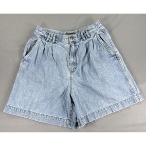Lizwear Denim Shorts High Waist Pleated Light Wash Y2K Style Mom Fit